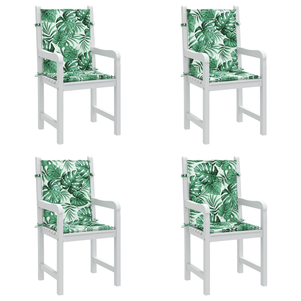 vidaXL Kėdės pagalvėlės, 4vnt., audinys, su lapais
