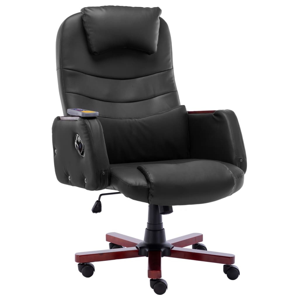 vidaXL Masažinė biuro kėdė, juodos spalvos, dirbtinė oda