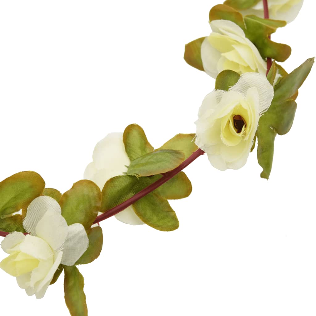 vidaXL Dirbtinių gėlių girliandos, 6vnt., baltos spalvos, 250cm