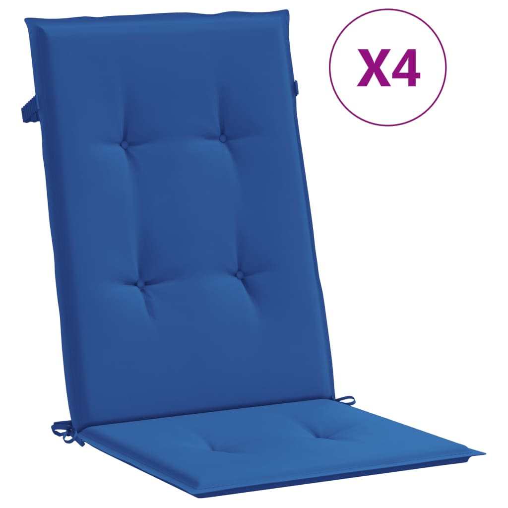vidaXL Sodo kėdės pagalvėlės, 4vnt., mėlynos, 120x50x3cm, audinys