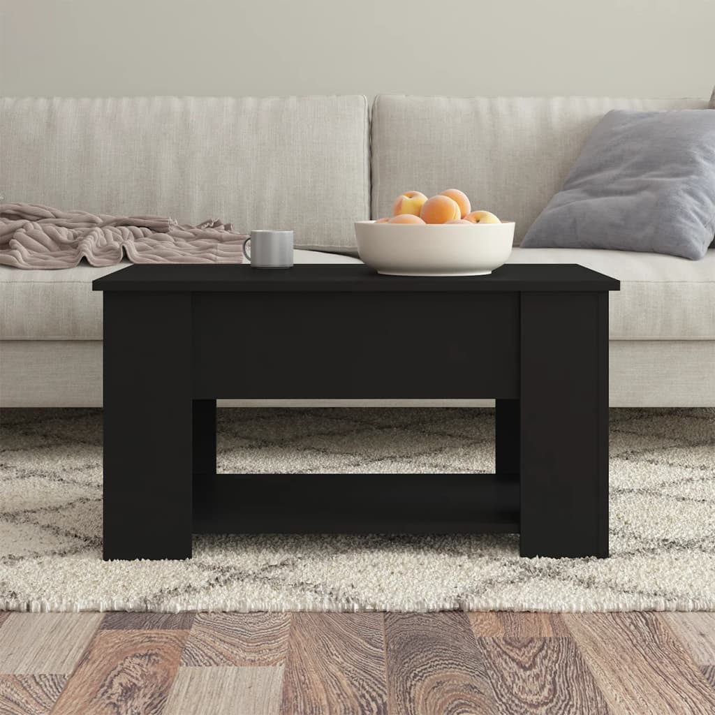 vidaXL Kavos staliukas, juodas, 79x49x41cm, apdirbta mediena