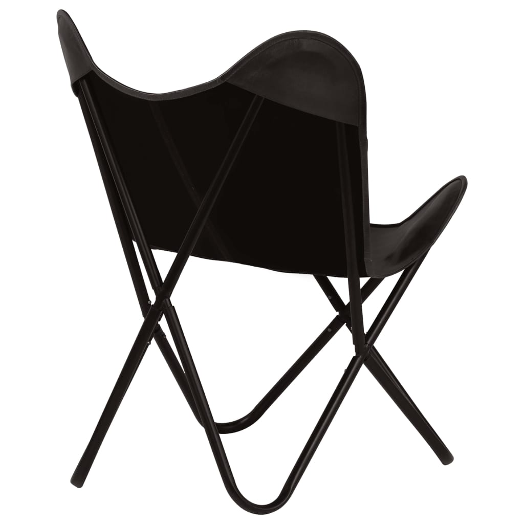 vidaXL Išskleidžiamos kėdės, 2vnt., juodos, tikra oda, vaikams