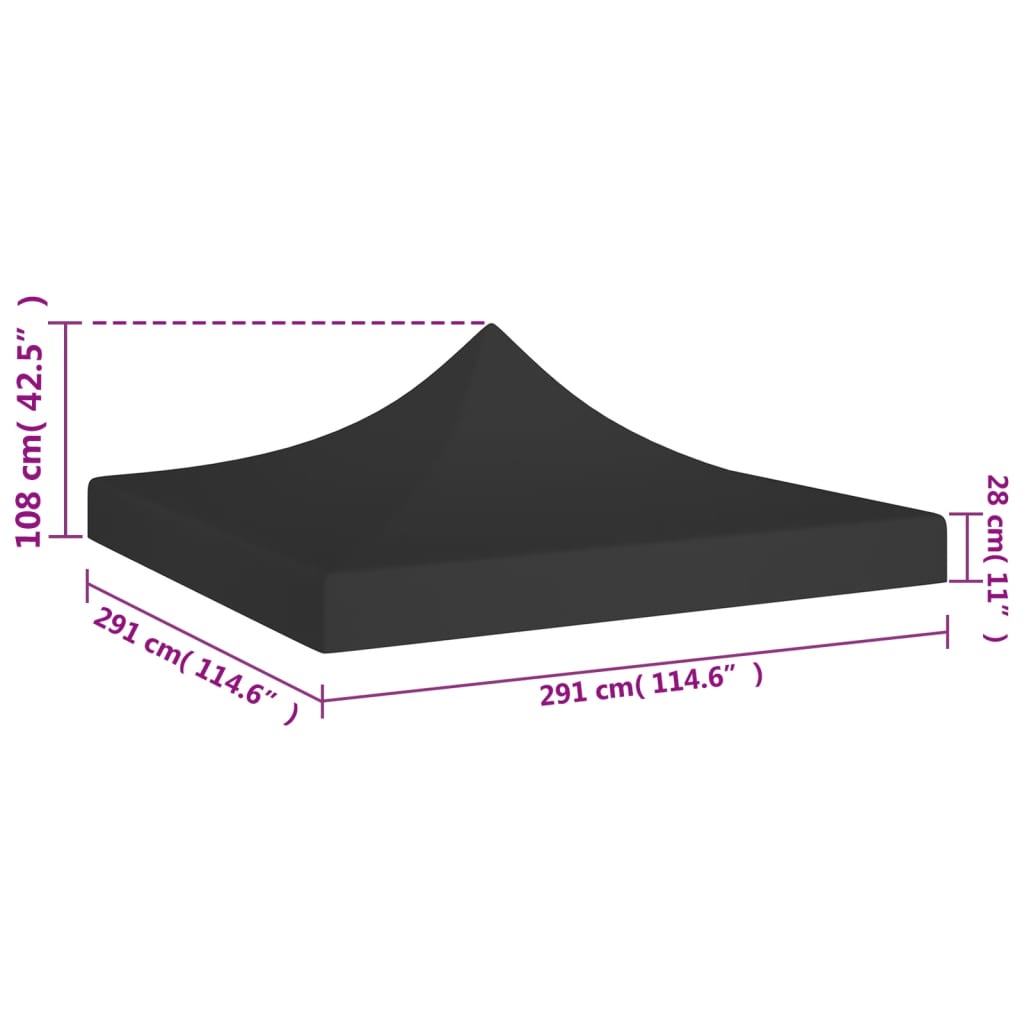 vidaXL Proginės palapinės stogas, juodos spalvos, 3x3m, 270 g/m²