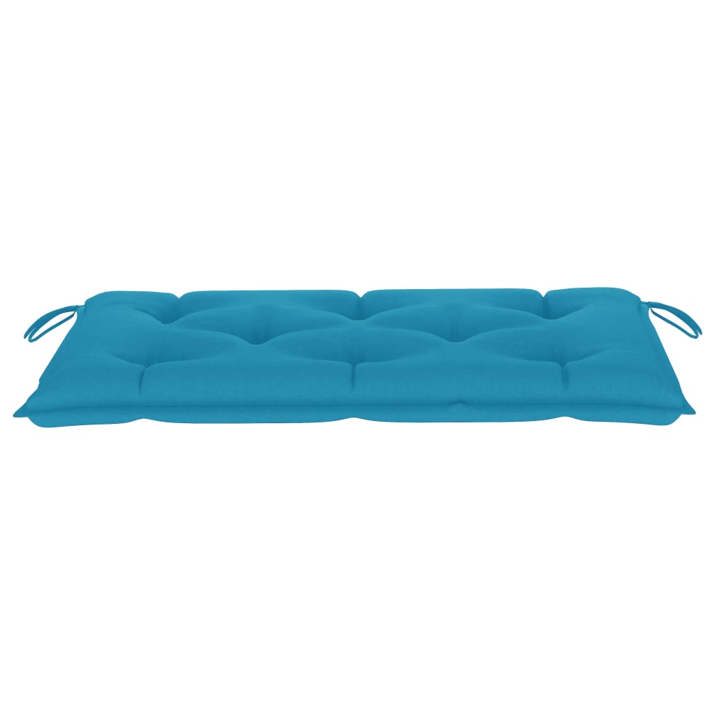 vidaXL Sodo suoliukas su šviesiai mėlyna pagalvėle, 112cm, tikmedis