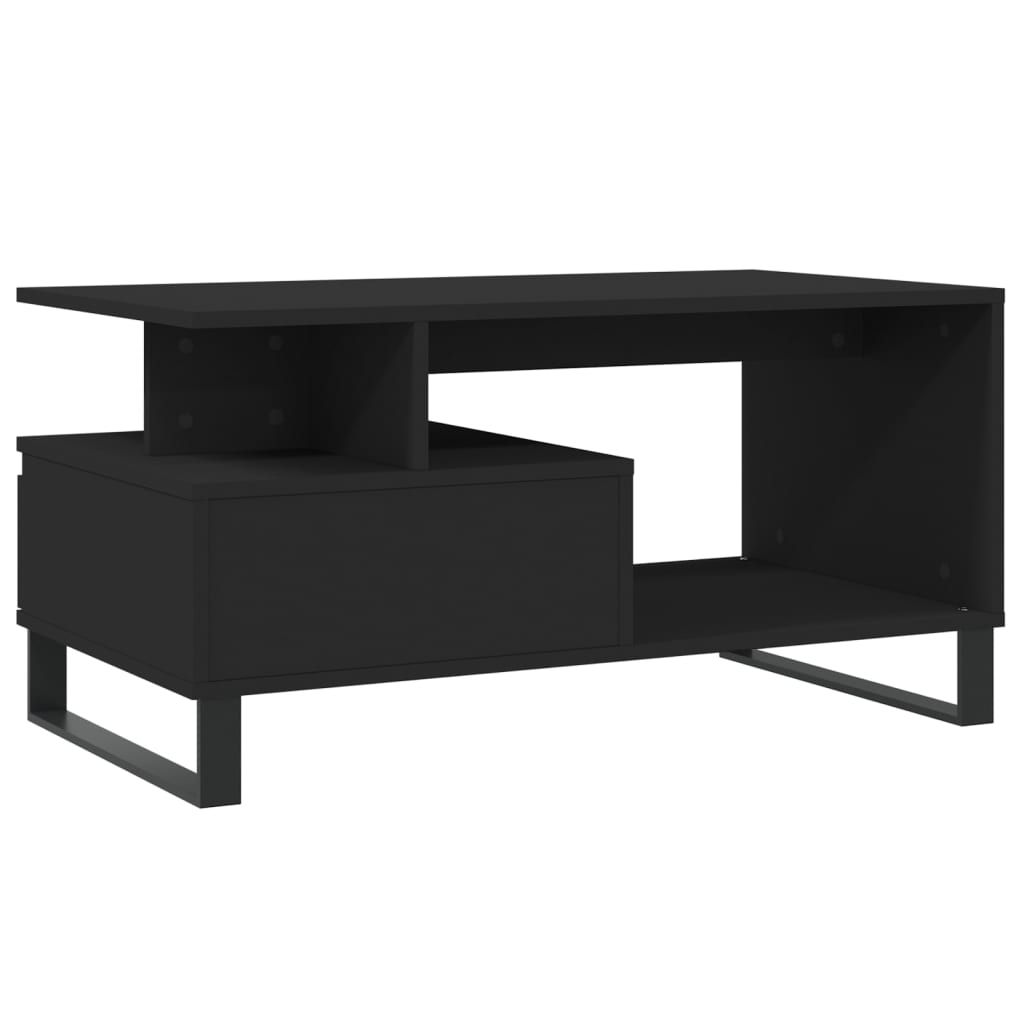 vidaXL Kavos staliukas, juodos spalvos, 90x49x45cm, apdirbta mediena