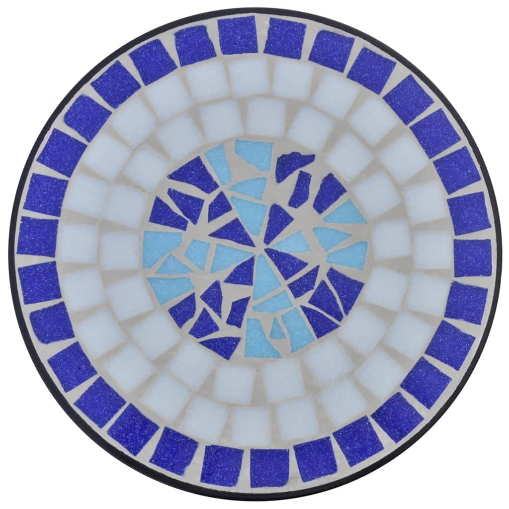 Mozaikinis šoninis staliukas-staliukas augalams, mėlynas/baltas