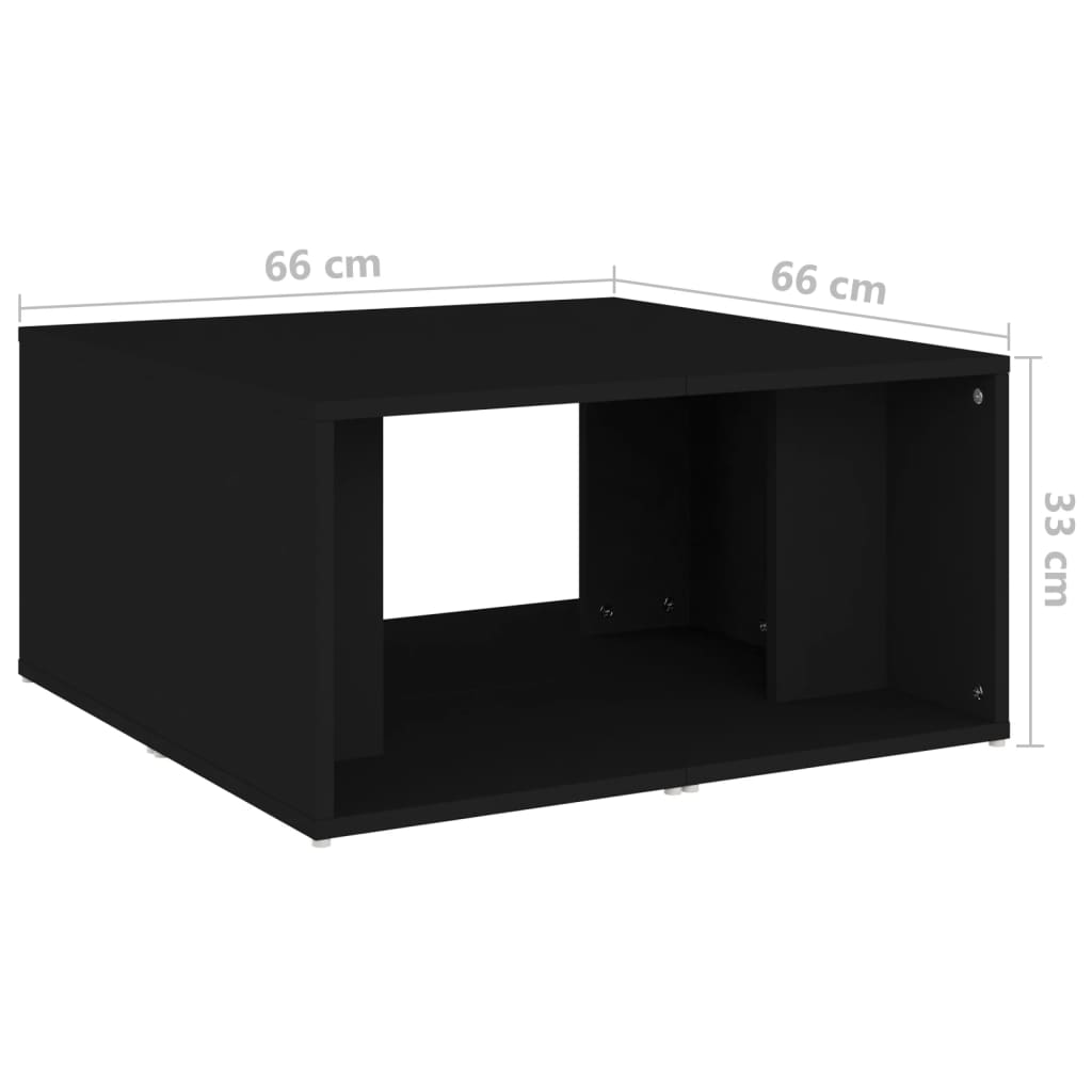 vidaXL Kavos staliukai, 4vnt., juodos spalvos, 33x33x33cm, MDP