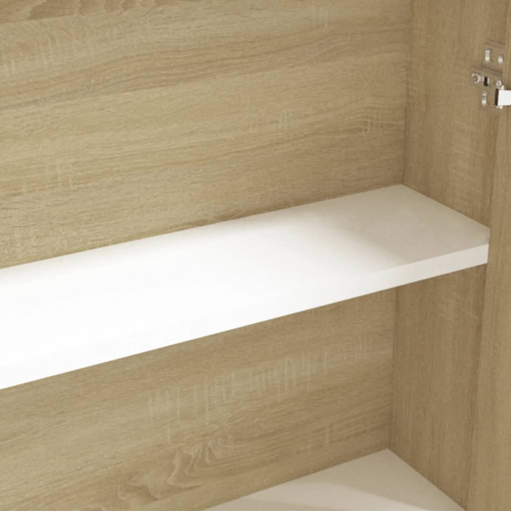 vidaXL Veidrodinė vonios spintelė, balta ir ąžuolo, 60x15x75cm, MDF