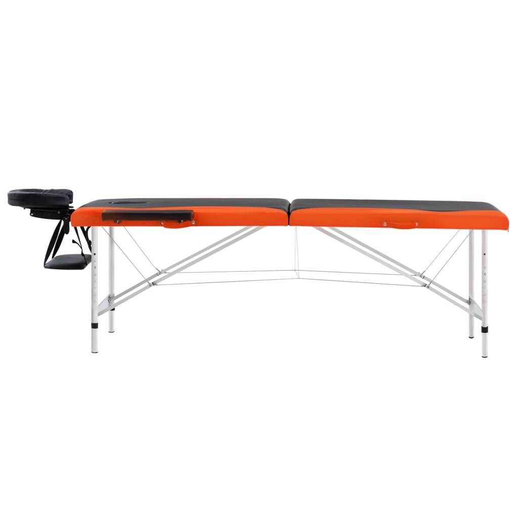 vidaXL Masažinis stalas, juodas ir oranžinis, aliuminis, 2 zonų
