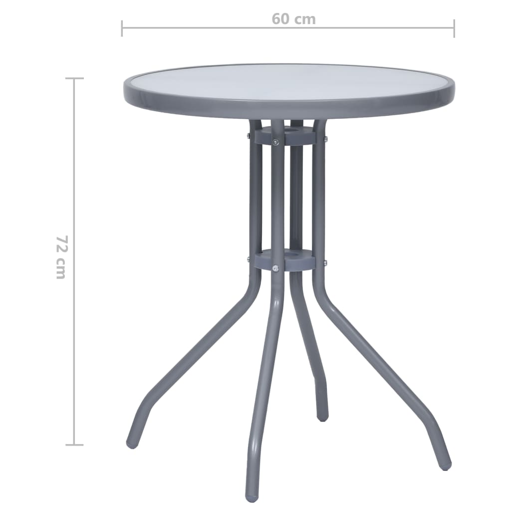 vidaXL Sodo staliukas, šviesiai pilkas, 60cm, plienas ir stiklas