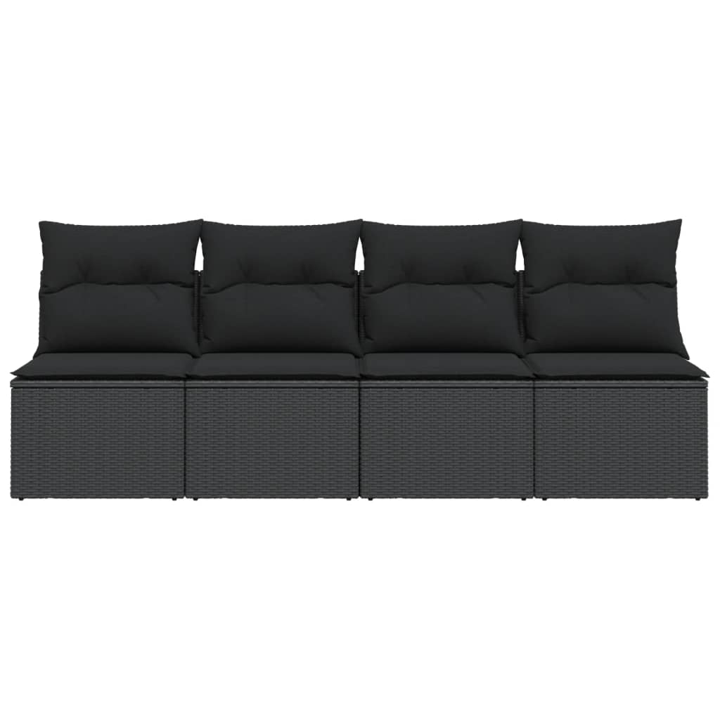 vidaXL Keturvietė sodo sofa su pagalvėlėmis, juoda, poliratanas