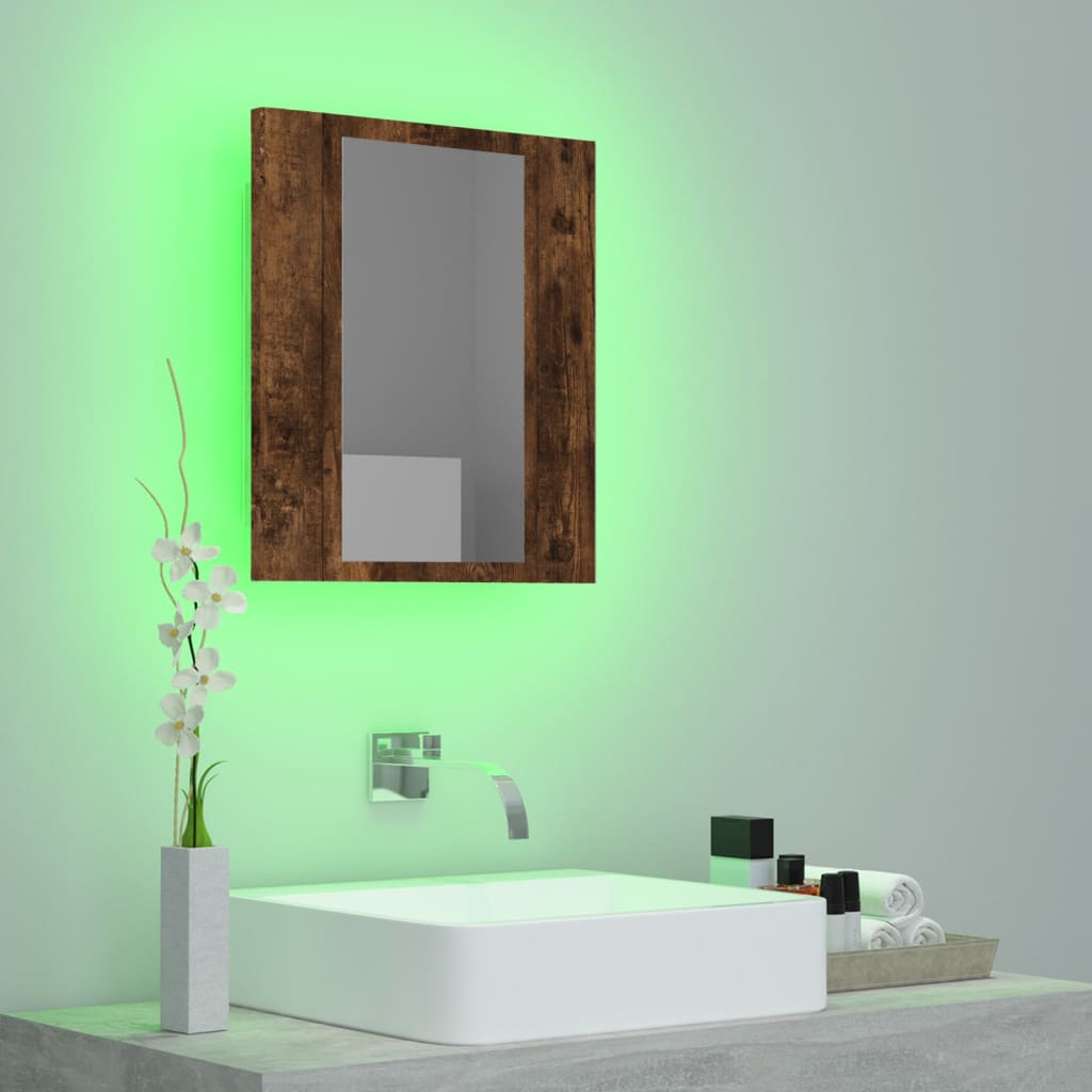vidaXL Veidrodinė LED vonios spintelė, ąžuolo, 40x12x45cm, mediena