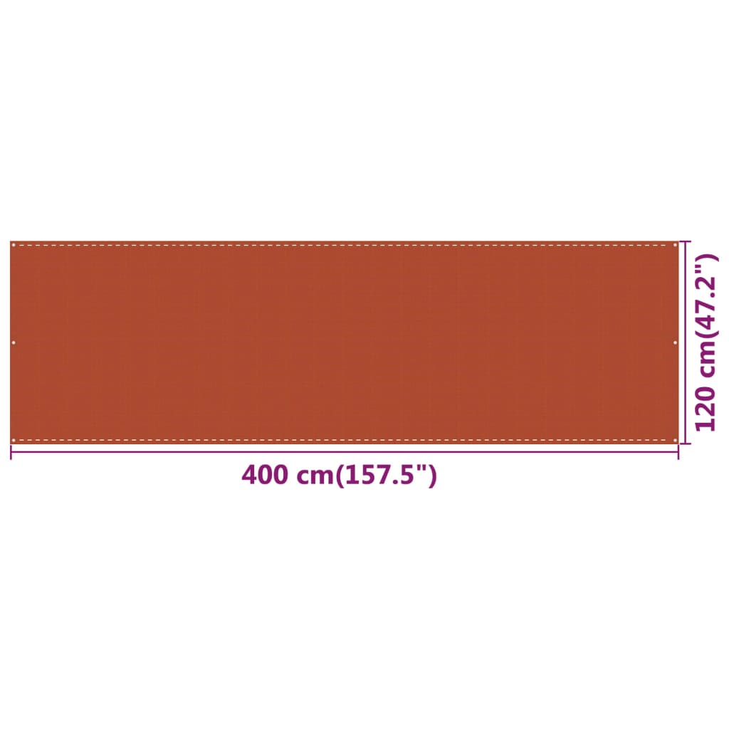 vidaXL Balkono pertvara, oranžinės spalvos, 120x400cm, HDPE