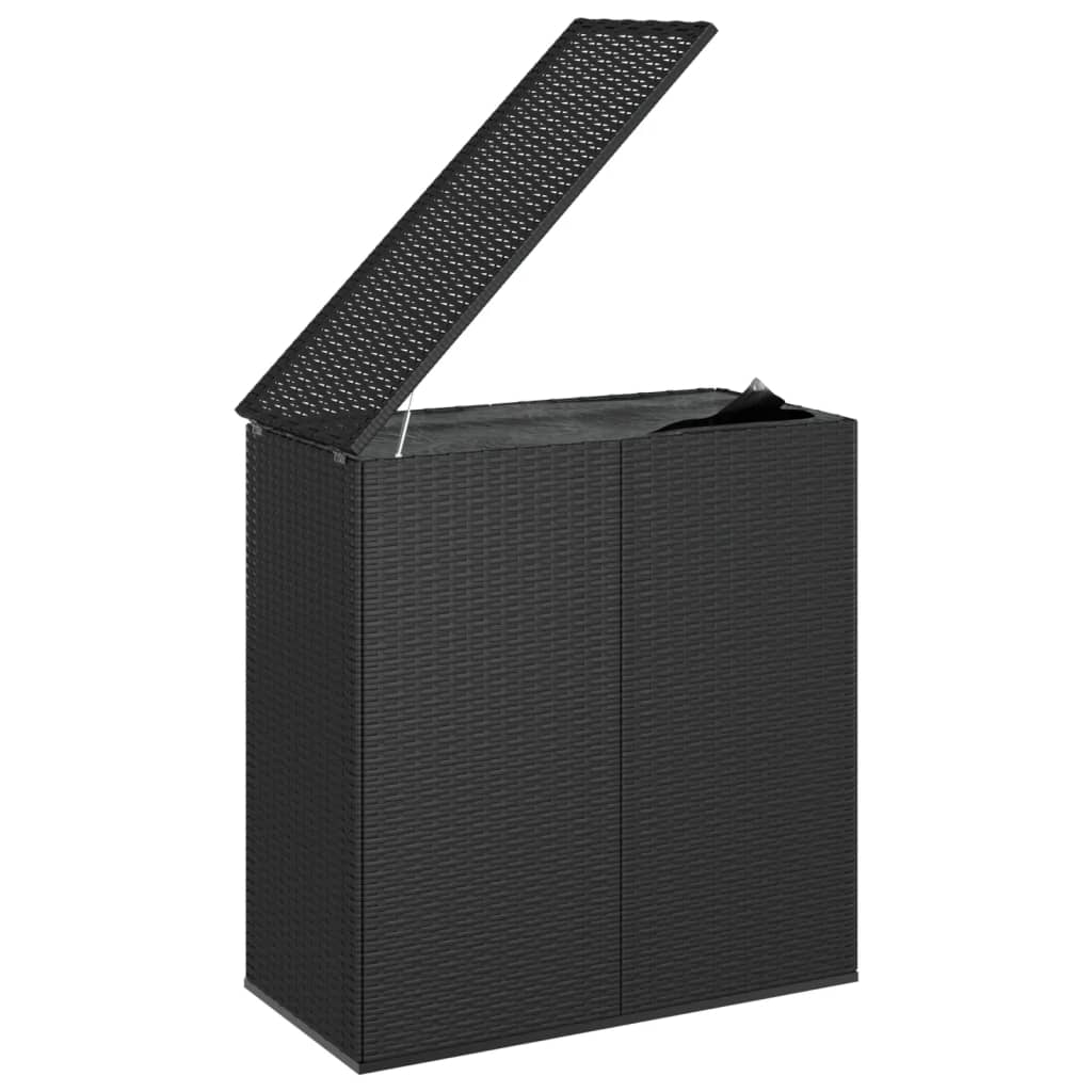 vidaXL Sodo dėžė pagalvėlėms, juoda, 100x49x103,5cm, PE ratanas