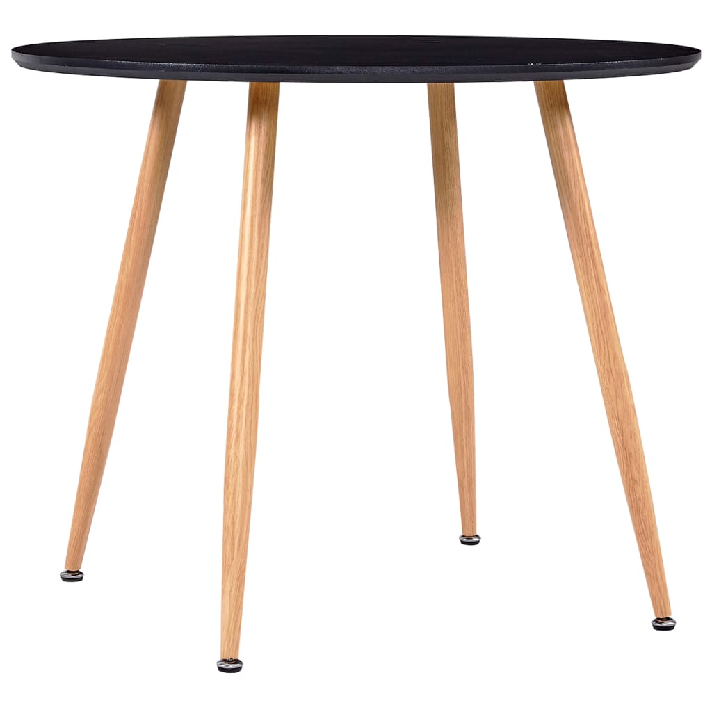 vidaXL Valgomojo stalas, juodos ir ąžuolo spalvos, 90x73,5cm, MDF