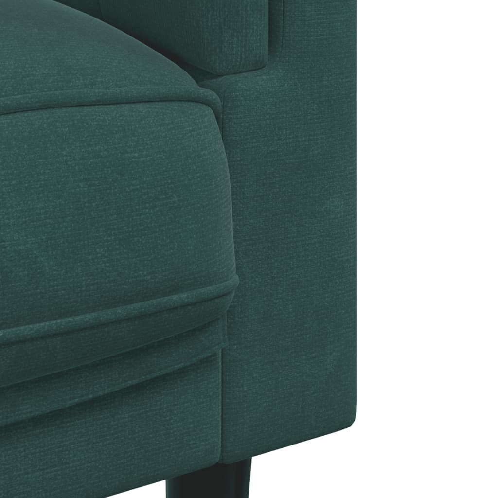 vidaXL Trivietė sofa su pagalvėlėmis, tamsiai žalios spalvos, aksomas