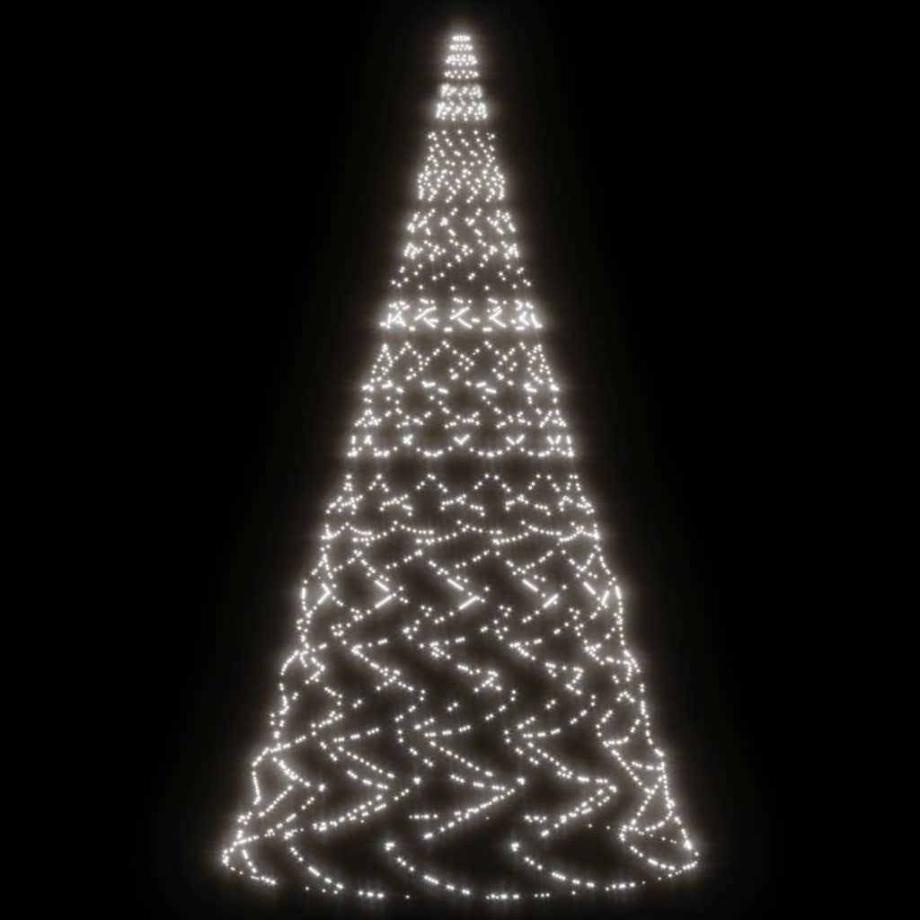 vidaXL Kalėdų eglutė ant vėliavos stiebo, 800cm, 3000 šaltų baltų LED