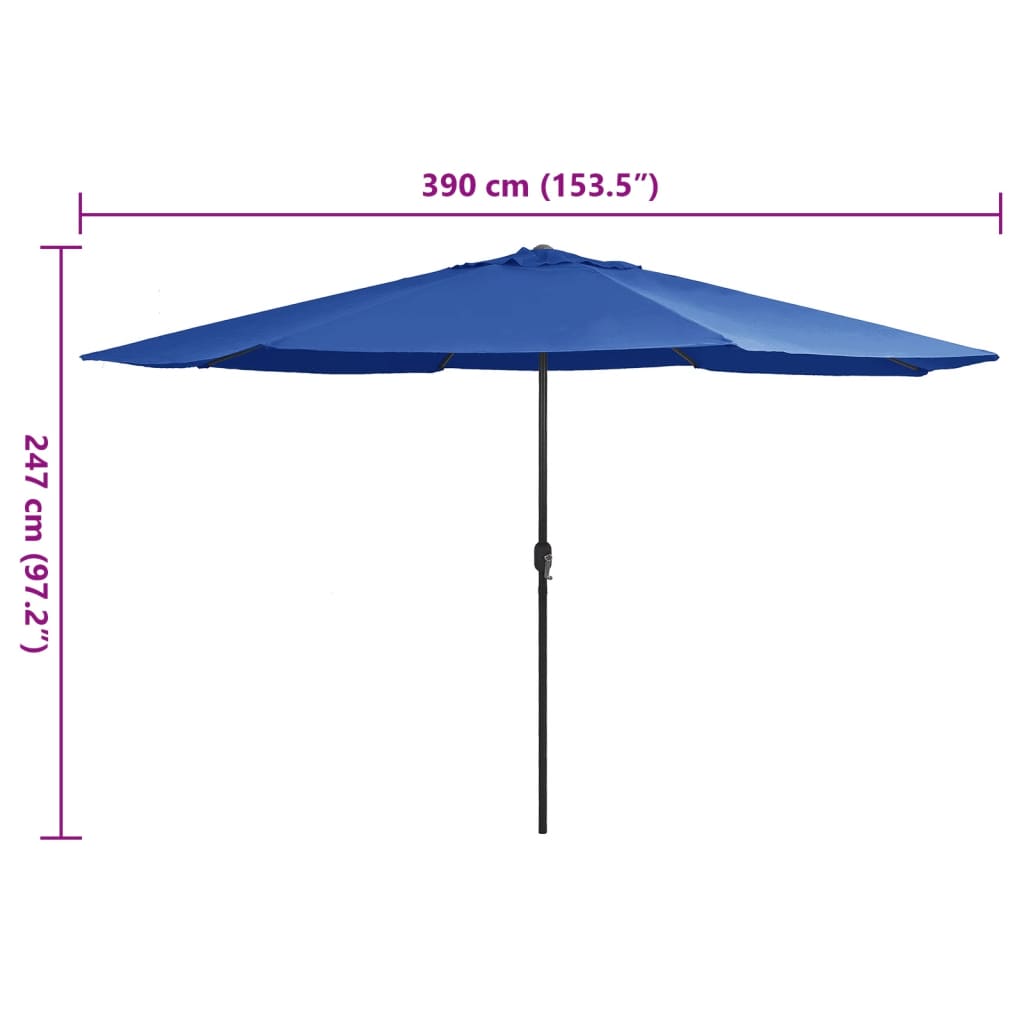 vidaXL Lauko skėtis su metaliniu stulpu, mėlynos spalvos, 400cm