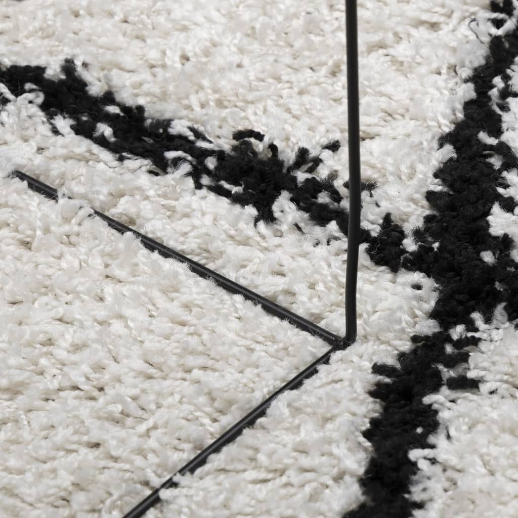 vidaXL Shaggy tipo kilimas, kreminis/juodas, 60x110cm, aukšti šereliai