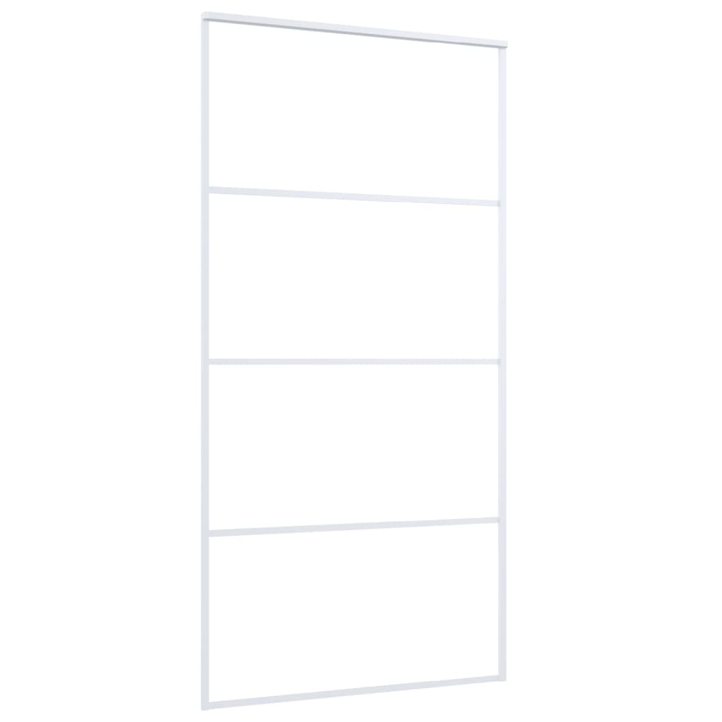 vidaXL Stumdomos durys, baltos, 102,5x205cm, ESG stiklas ir aliuminis