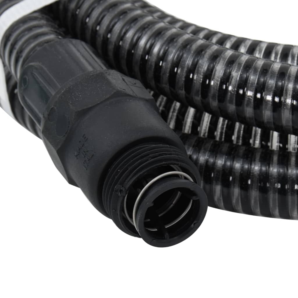 vidaXL Siurbimo žarna su PVC jungtimis, juodos spalvos, 1", 4m, PVC