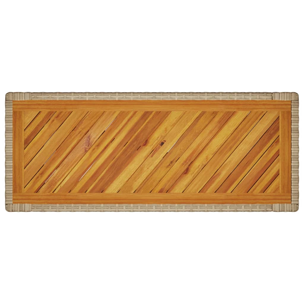 vidaXL Stalas su mediniu stalviršiu, smėlio, 100x40x75cm, poliratanas