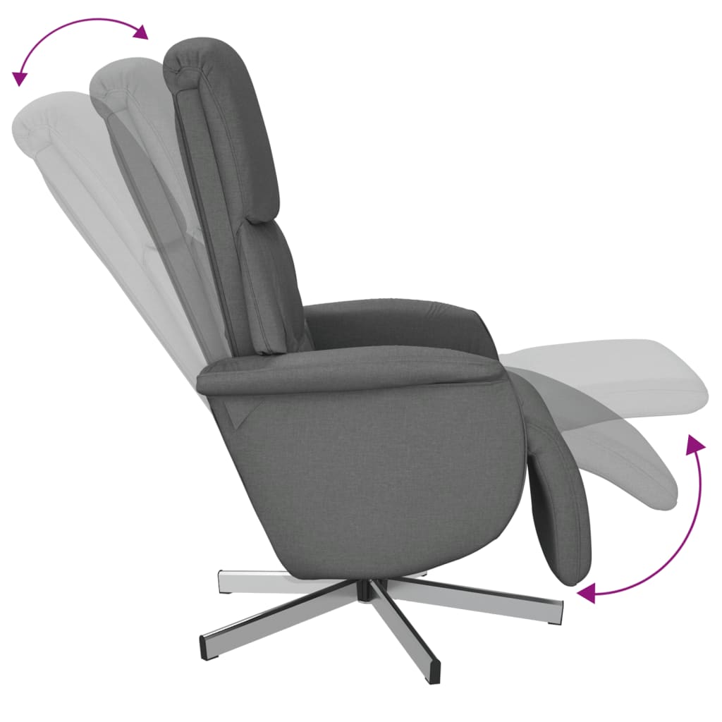 vidaXL Atlošiama kėdė su pakoja, tamsiai pilkos spalvos, audinys