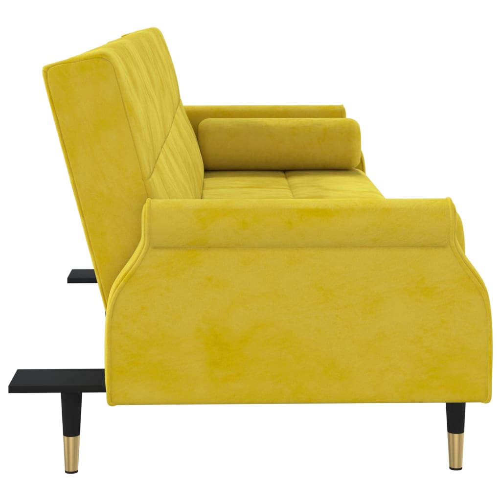 vidaXL Sofa-lova su pagalvėlėmis, geltonos spalvos, aksomas