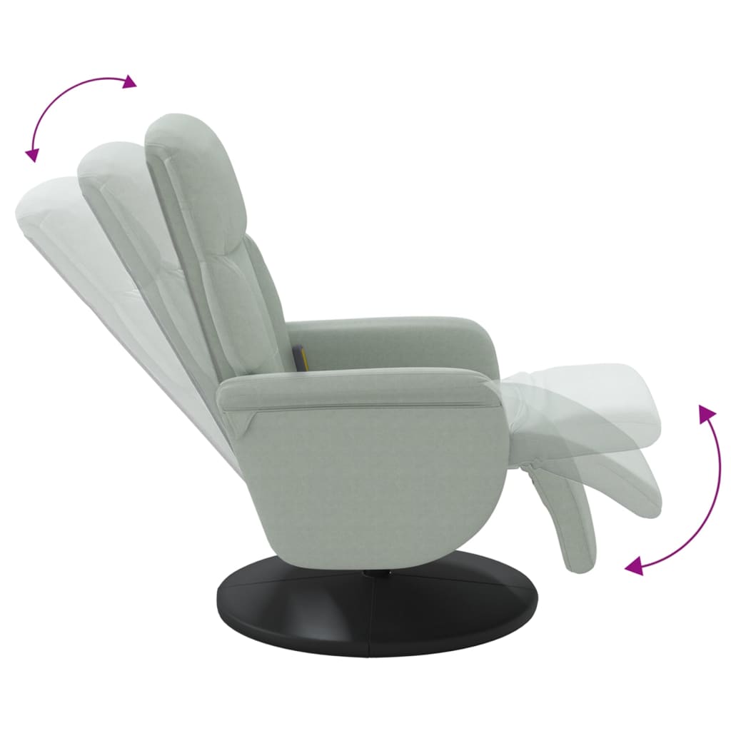 vidaXL Atlošiama masažinė kėdė su pakoja, šviesiai pilka, aksomas