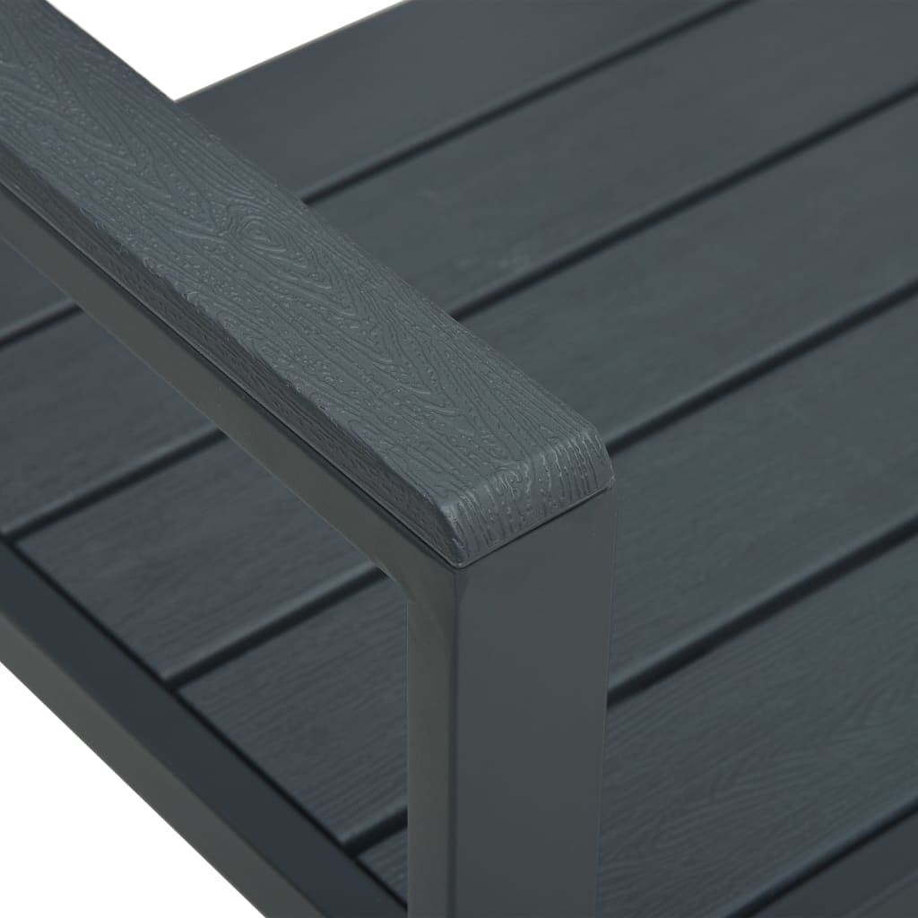 vidaXL Sodo suoliukas, pilkos spalvos, 120cm, HDPE, medienos imitacija