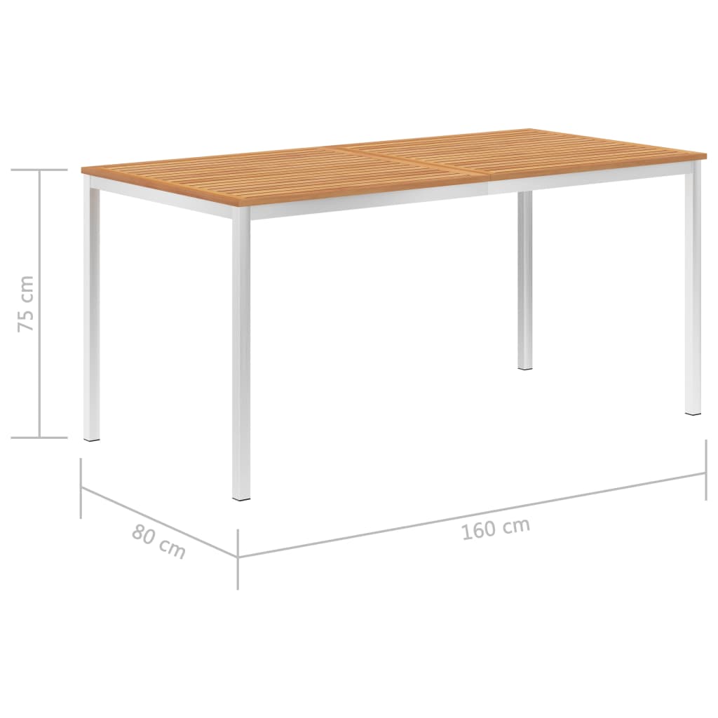vidaXL Sodo valgomojo stalas, 160x80x75cm, tikmedis ir plienas