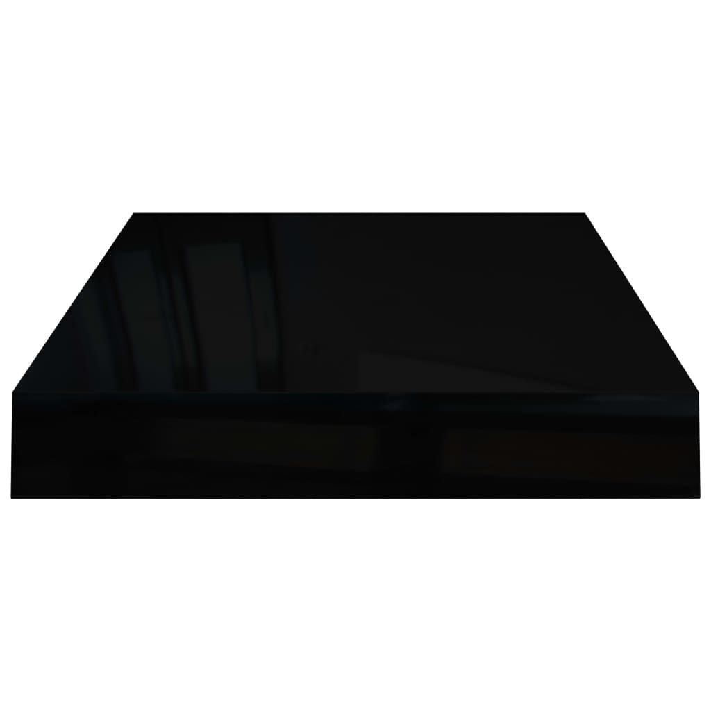 vidaXL Pakabinama sieninė lentyna, juoda, 40x23x3,8cm, MDF, blizgi