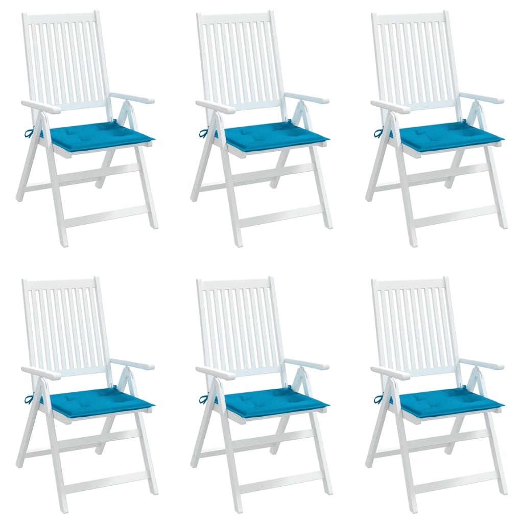 vidaXL Sodo kėdės pagalvėlės, 6vnt., mėlynos, 40x40x3cm, audinys