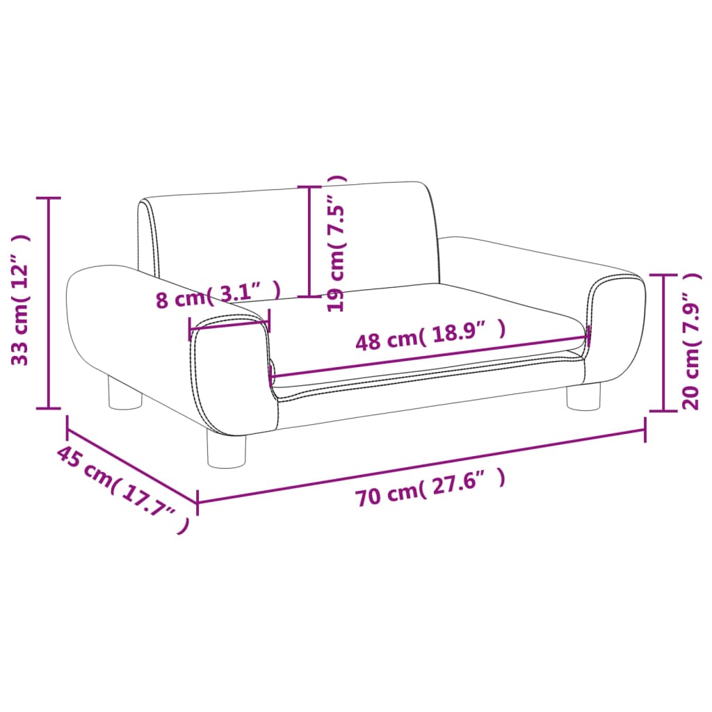 vidaXL Vaikiška sofa, rožinės spalvos, 70x45x33cm, aksomas