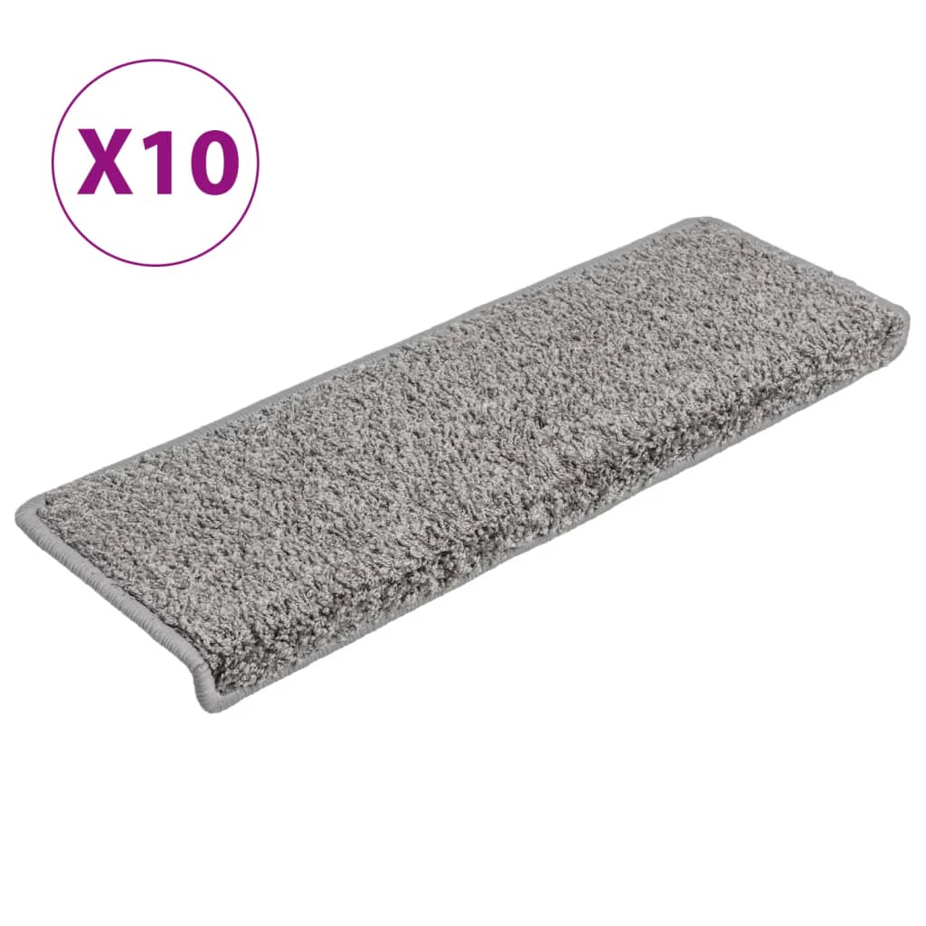 vidaXL Laiptų kilimėliai, 10vnt., pilkos spalvos, 65x21x4cm