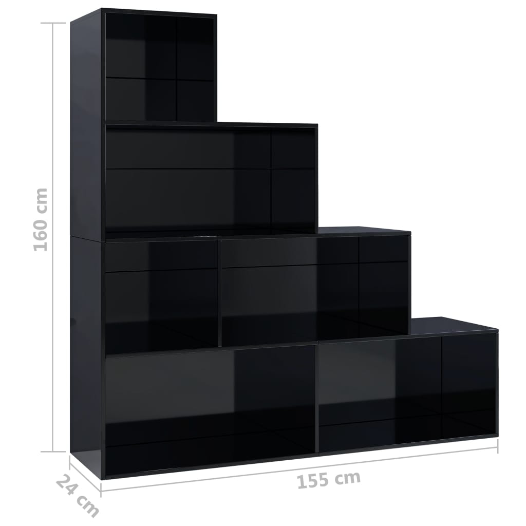 vidaXL Spintelė knygoms/kambario pertvara, juoda, 155x24x160cm, MDP