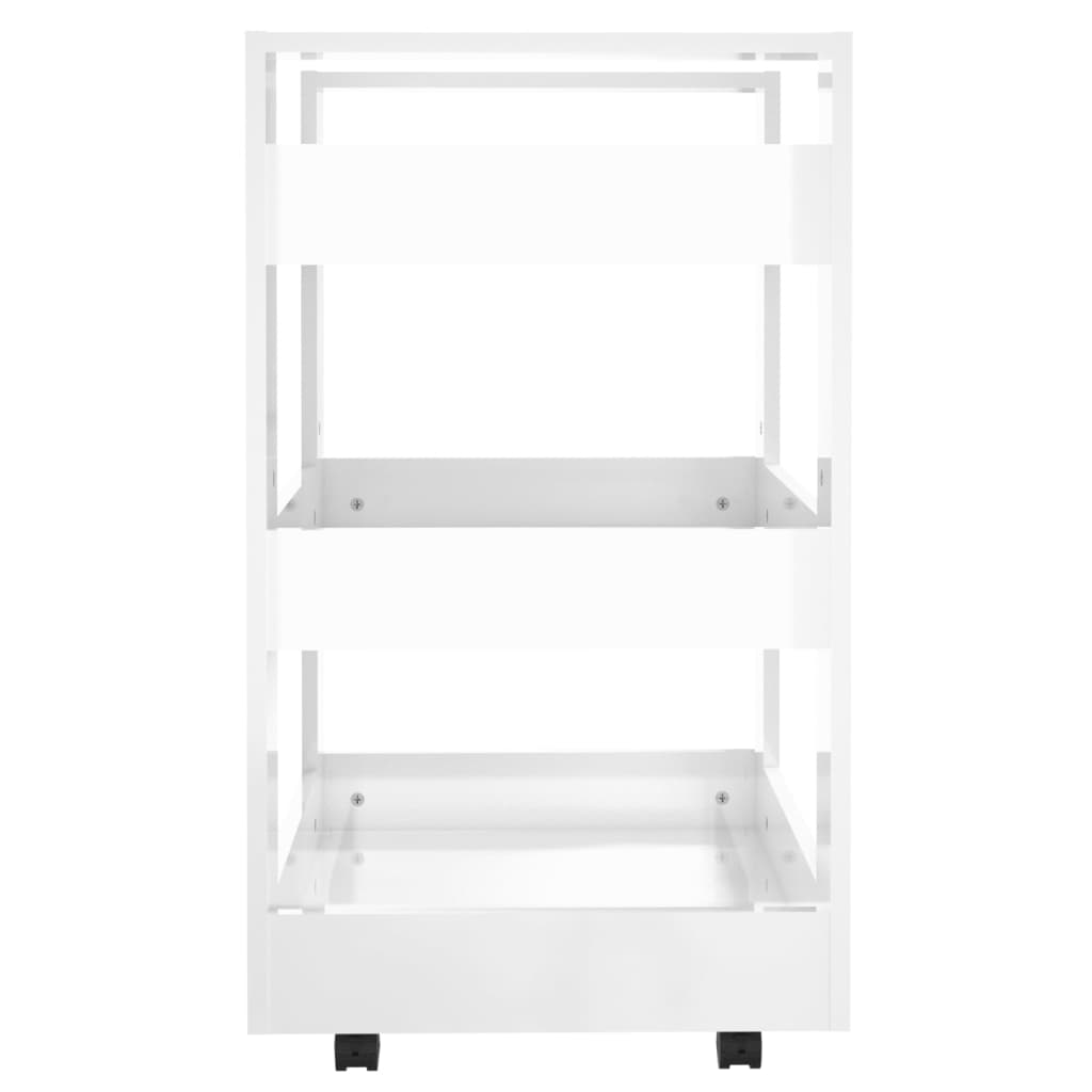 vidaXL Virtuvės vežimėlis, baltas, 60x45x80cm, mediena, blizgus