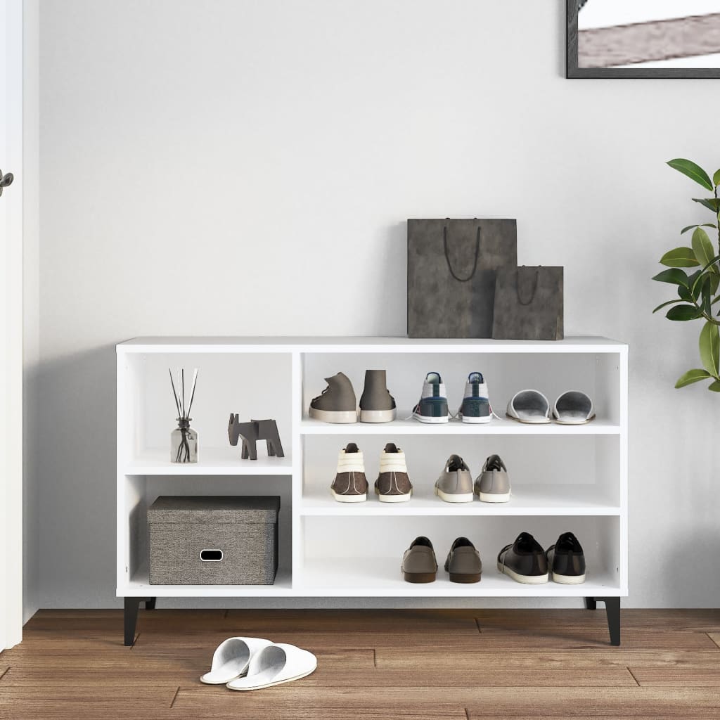 vidaXL Spintelė batams, baltos spalvos, 102x36x60cm, apdirbta mediena