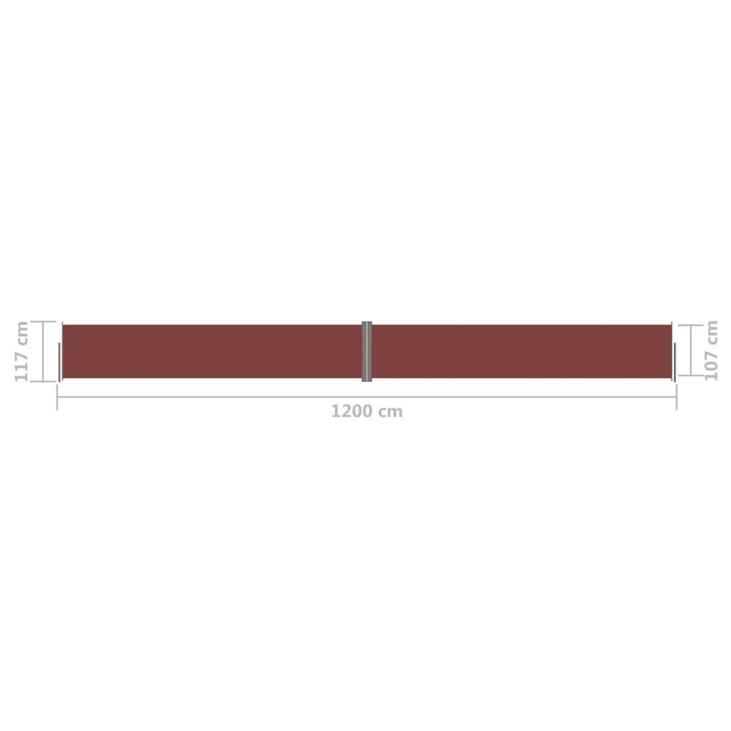 vidaXL Ištraukiama šoninė pertvara, rudos spalvos, 117x1200cm