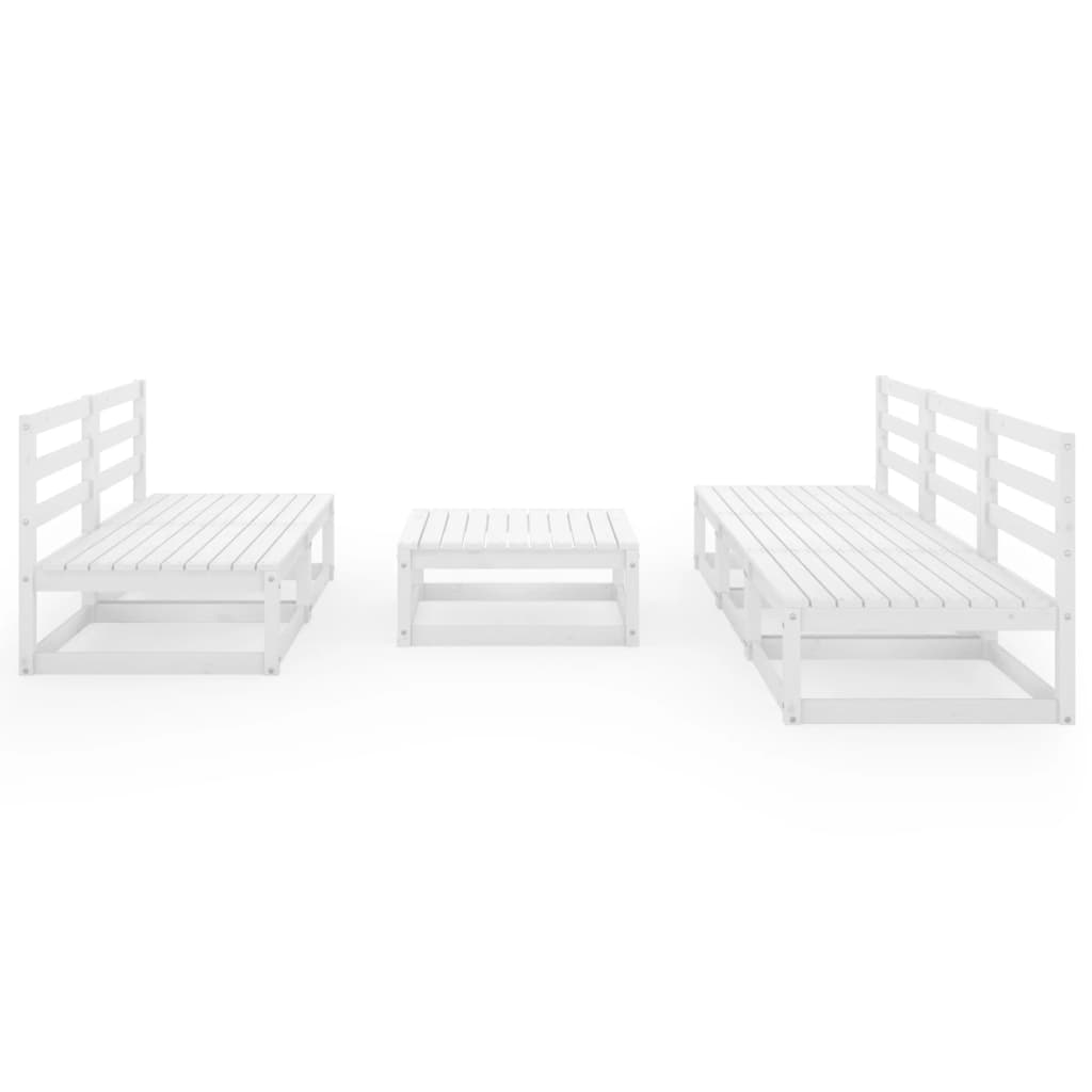 vidaXL Sodo poilsio baldų komplektas, 6 dalių, baltas, pušies masyvas
