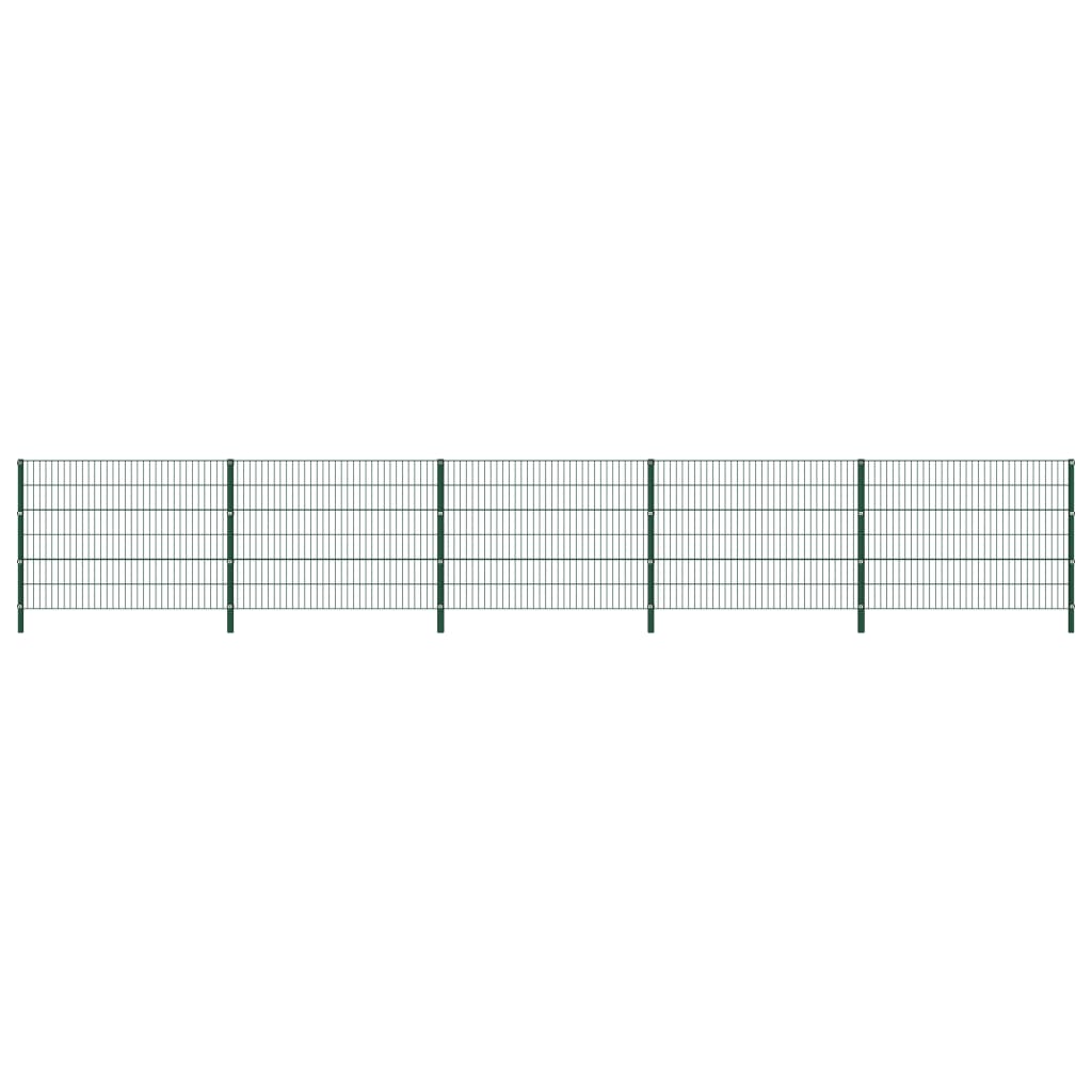 vidaXL Tvoros segmentai su stulpais, žalios sp., 8,5x1,2m, geležis