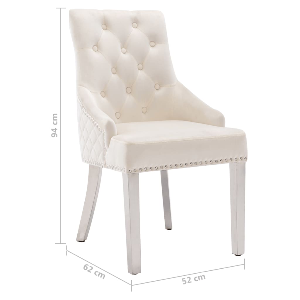 vidaXL Valgomojo kėdė, kreminės spalvos, aksomas