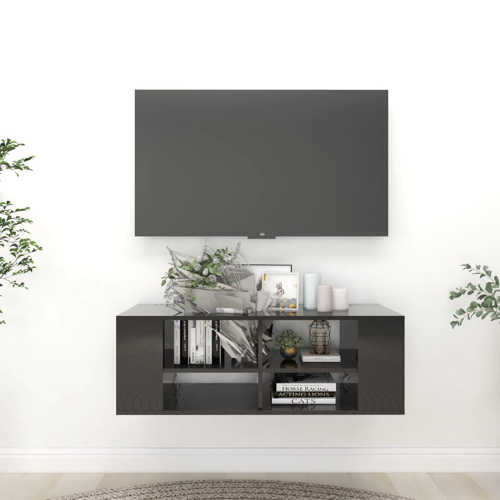 vidaXL Prie sienos montuojama TV spintelė, juoda, 102x35x35cm, MDP