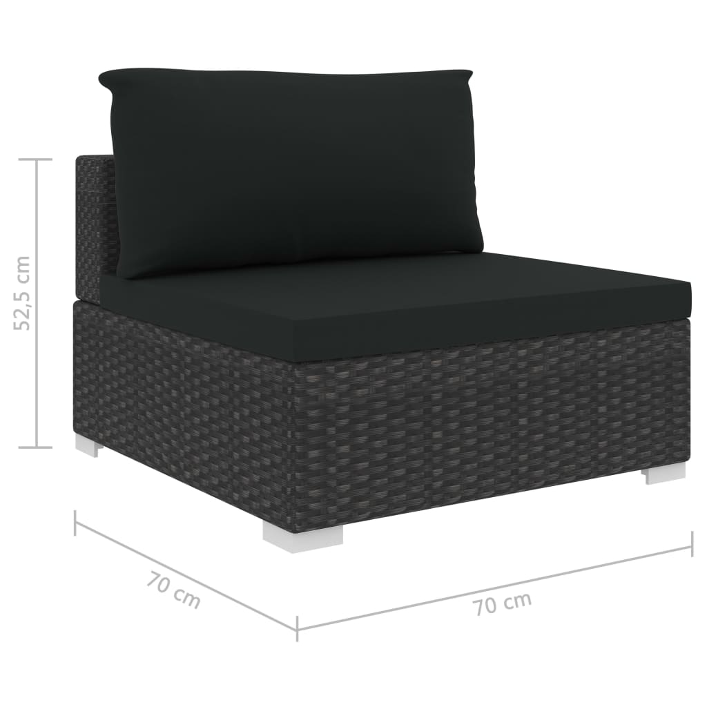 vidaXL Sodo baldų komplektas su pagalvėlė, 6d., juodas, poliratanas