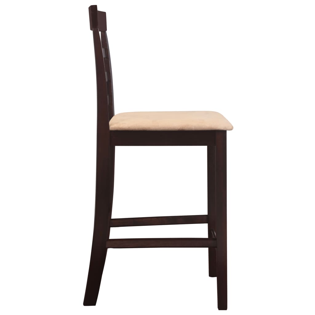 vidaXL Baro stalo ir kėdžių kompl., 5d., med. mas., tamsiai ruda sp.