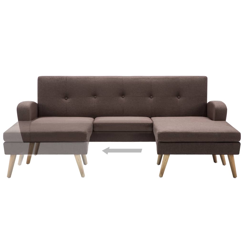 vidaXL L-formos sofa, ruda, 186x136x79 cm, audinio apmušalas