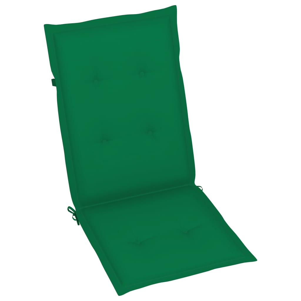 vidaXL Sodo kėdės su žaliomis pagalvėlėmis, 6vnt., tikmedžio masyvas