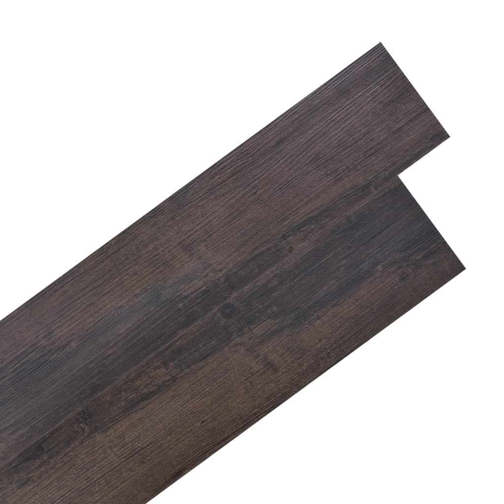 vidaXL PVC grindų plokštės, prilipdomos, 5,02m², 2 mm, tamsiai ruda,