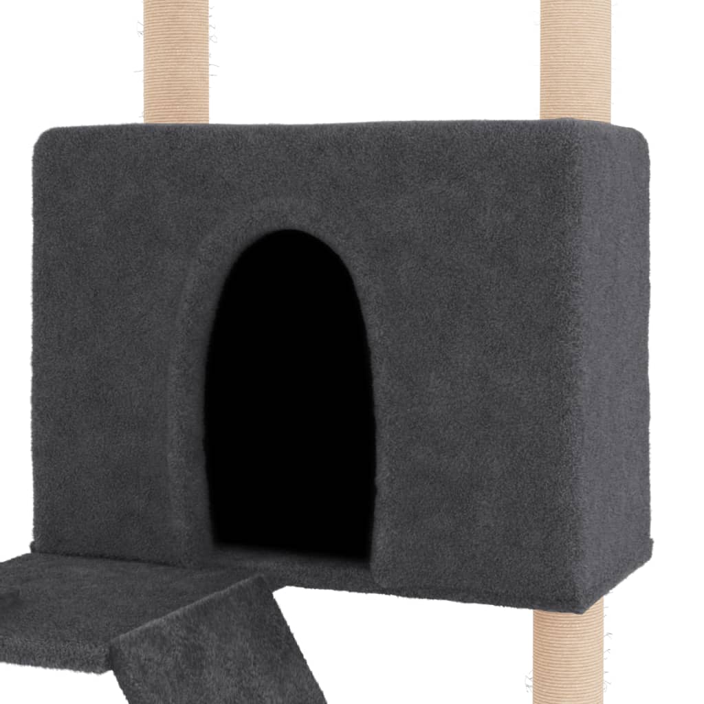 vidaXL Draskyklė katėms su stovais iš sizalio, tamsiai pilka, 143cm