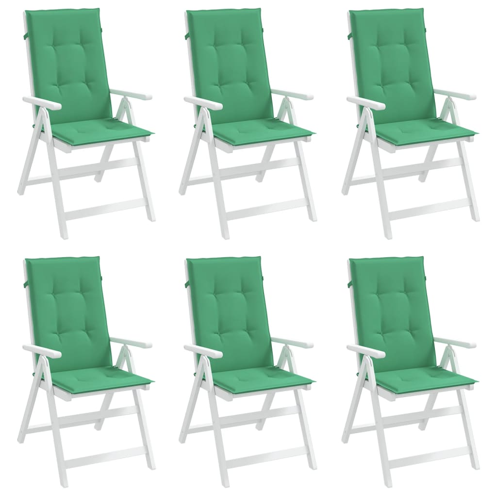 vidaXL Sodo kėdės pagalvėlės, 6vnt., žalios, 120x50x3cm, audinys